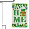 G128 Combo Pack: Garden Flag Stand Black 36 in x 16 in & Garden Flag Home St. Patrick's Day Decoration Gnome with Green Heart 12"x18" Double-Sided Blockout Fabric